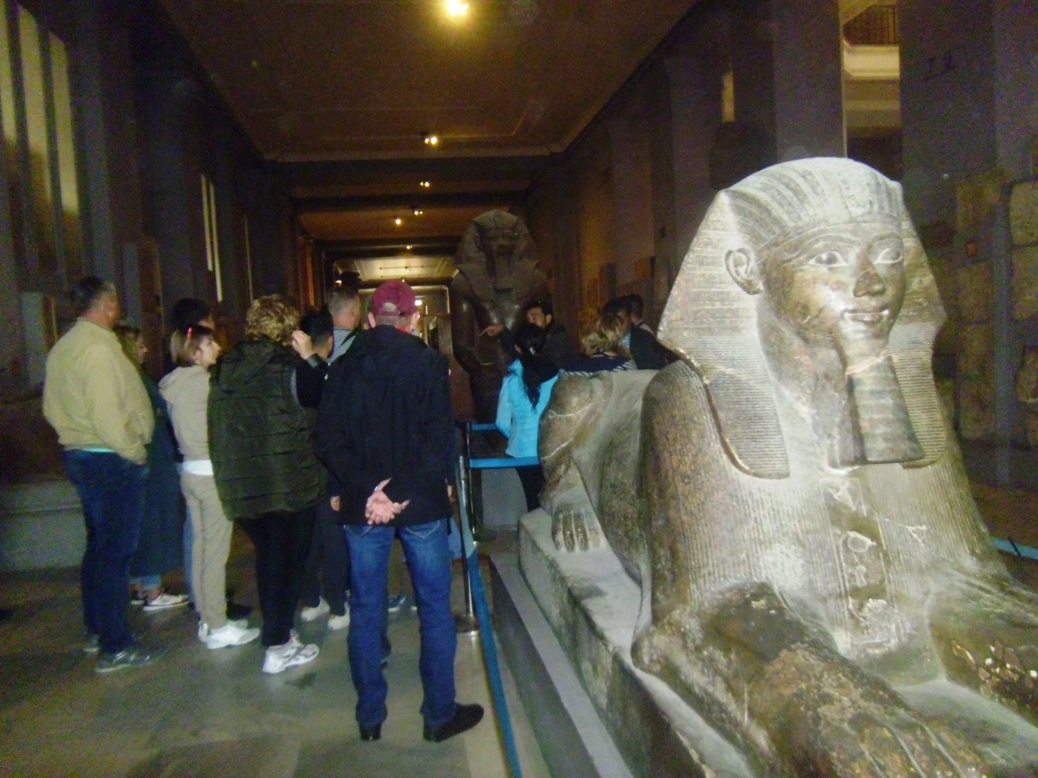 Museum gallery with objects and interpretive labels in the Egyptian Museum in Cairo